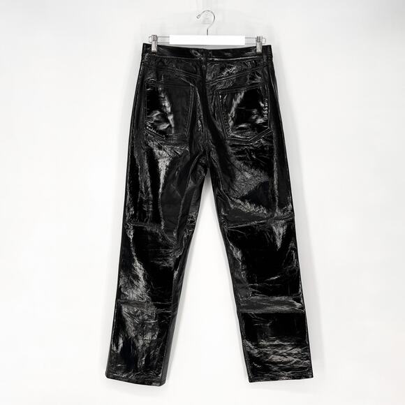 AGOLDE 90s Pinch Waist Recycled Leather Pants Black Patent Size 29 - Picture 5 of 5
